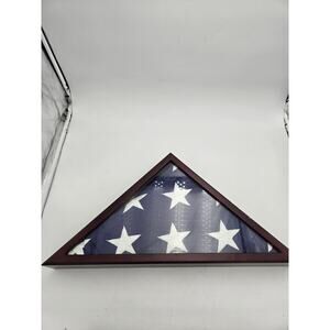 USA AMERICAN 24 In Folded Memorial Flag Display Case Frame Brown Preowned 24 Inc
